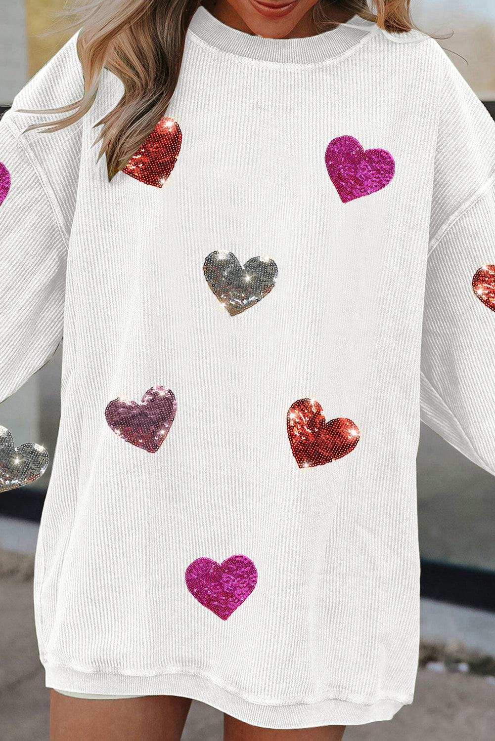White Valentines Heart Sweatshirt