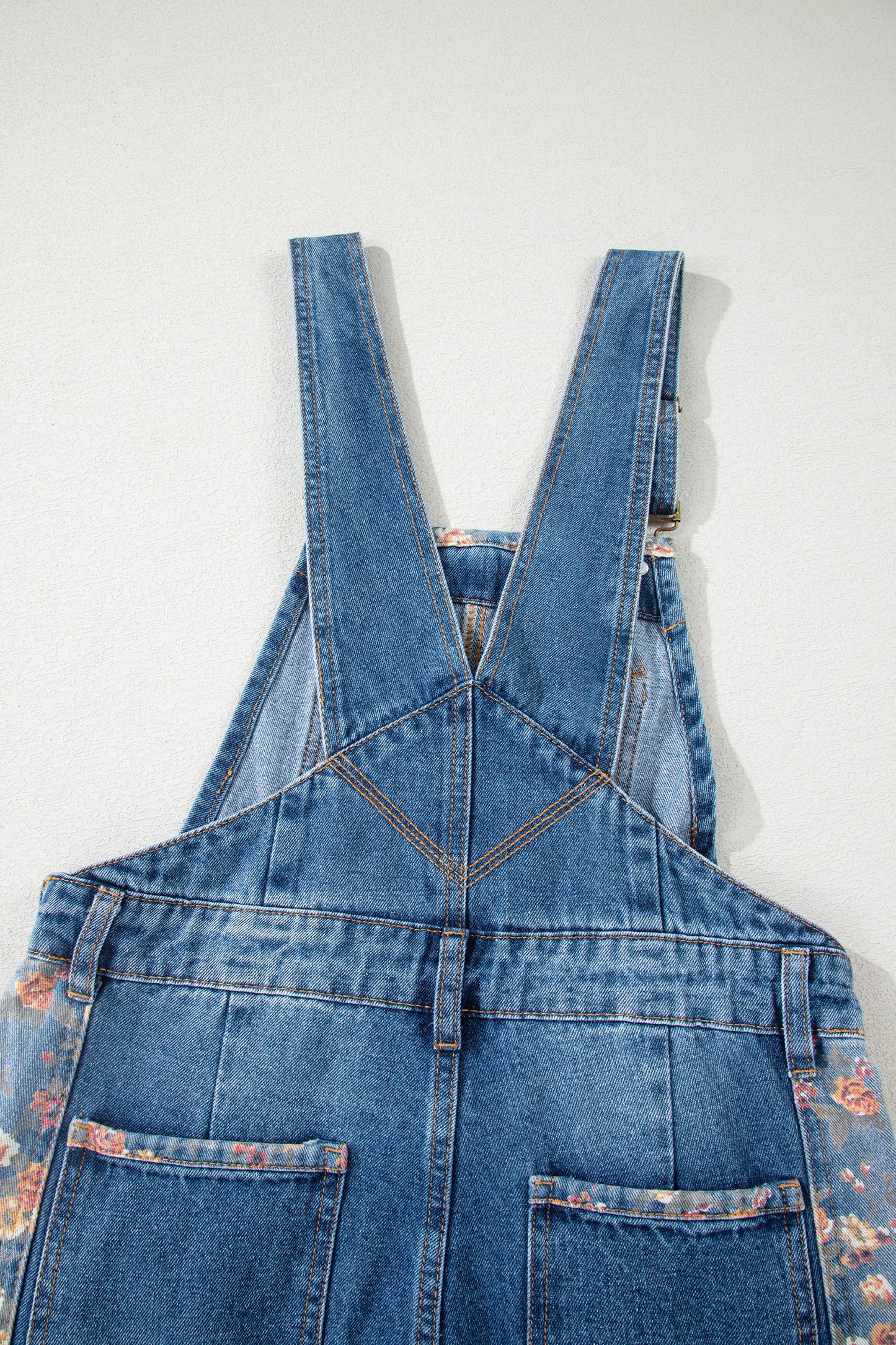 Peacock Blue Floral Patchwork Overalls