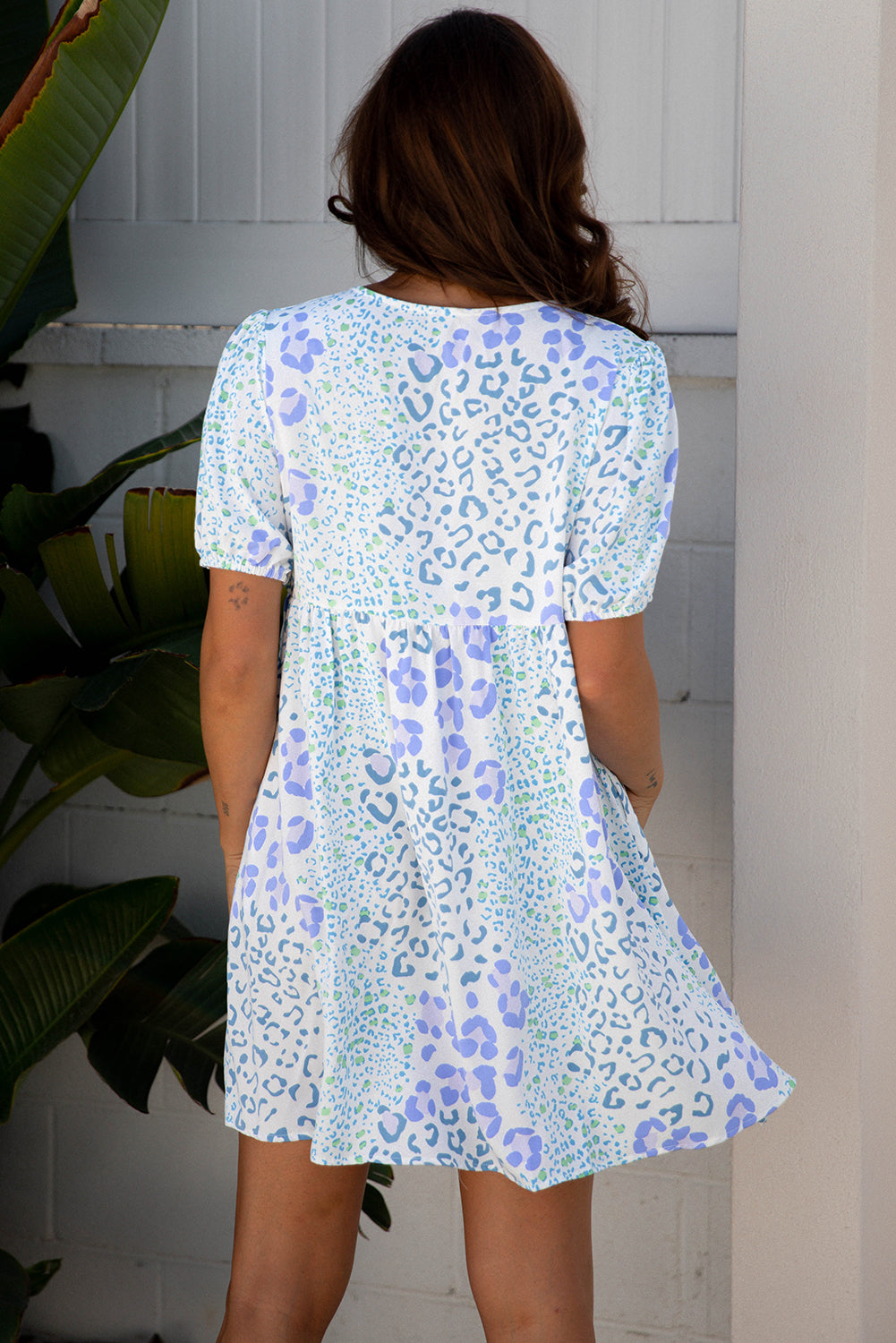 Sky Blue Leopard Mini Dress