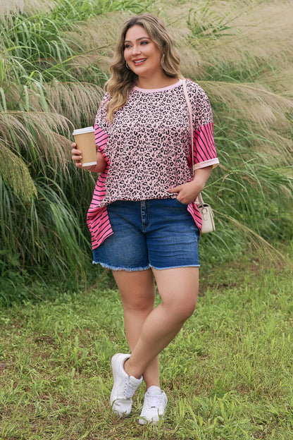 Pink Leopard Plus Size Tee