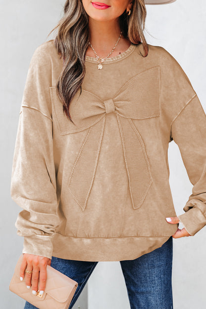 Light Beige Big Bow Sweatshirt