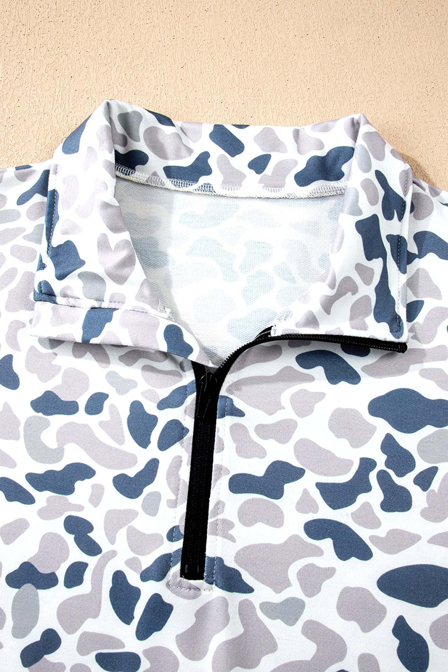 Camouflage Print Quarter Zip Sweatshirt