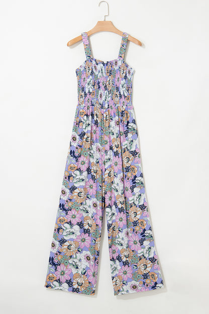 Purple Floral Print Jumpsuit