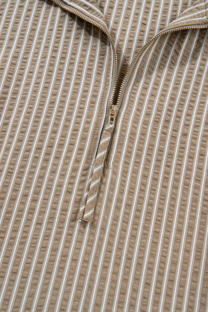 Khaki Stripe Plus Size Mini Dress