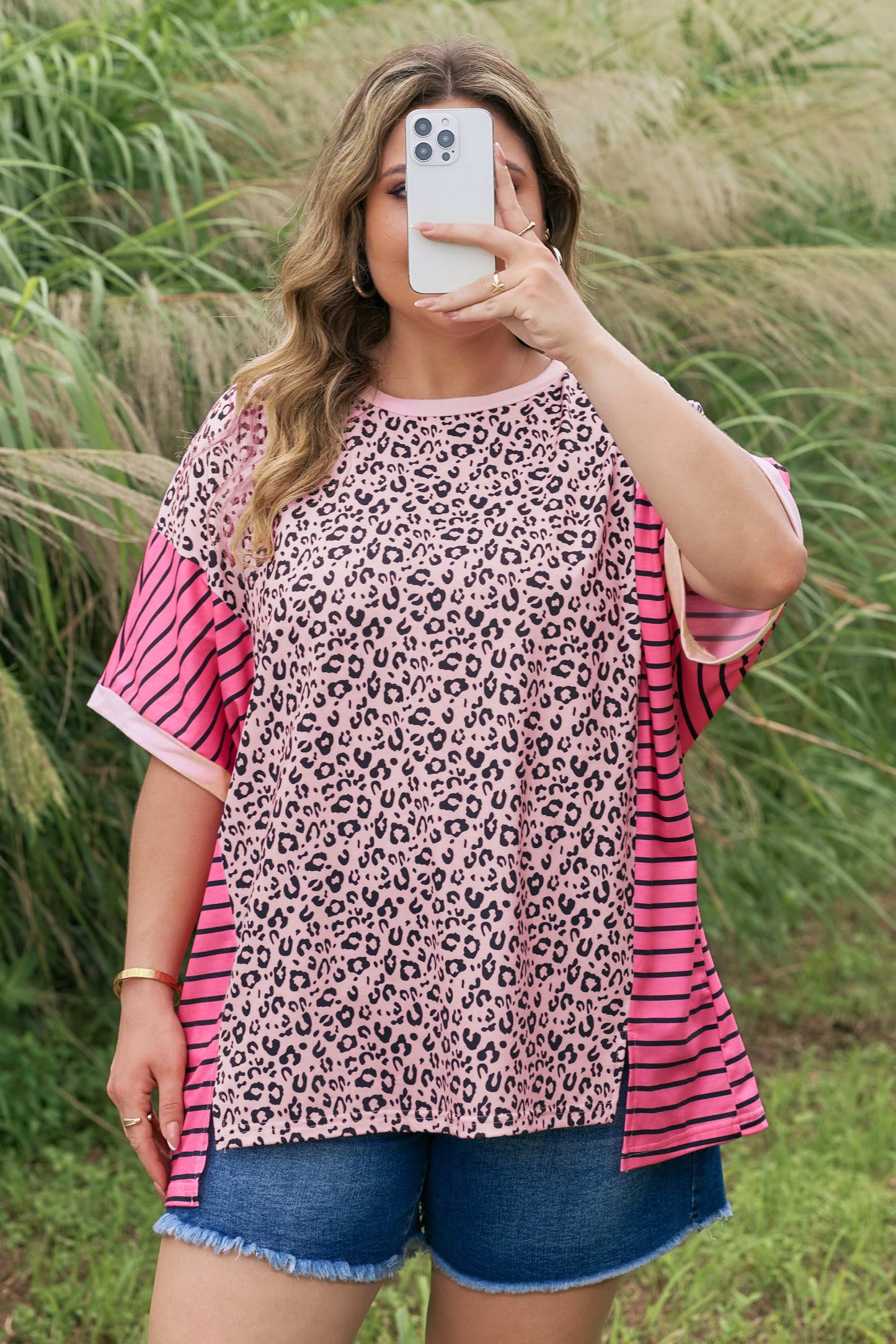 Pink Leopard Plus Size Tee