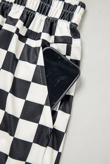 Black Checkered Shorts