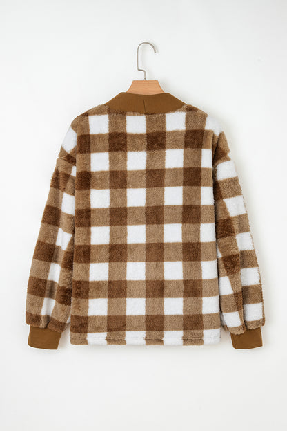 Checkered Sherpa Cardigan