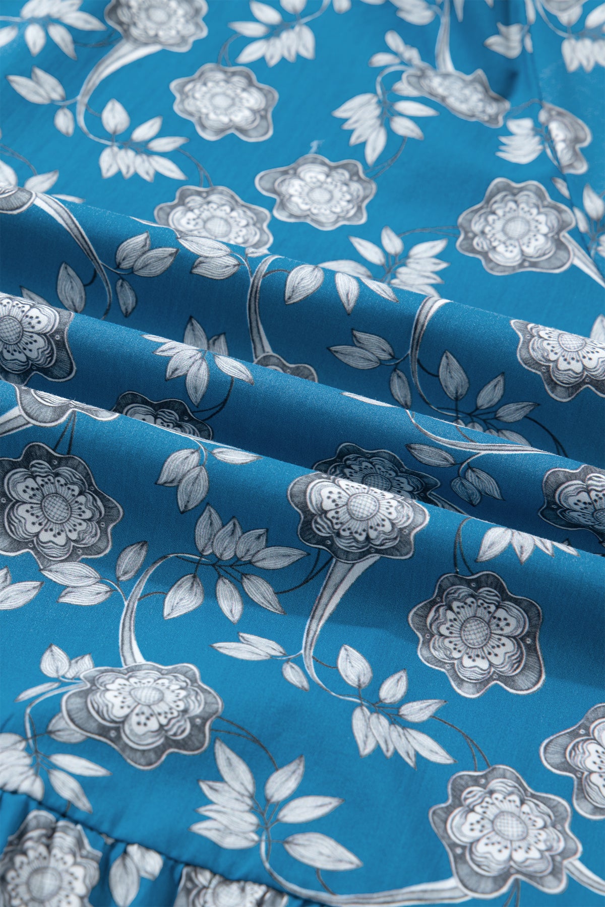Blue Plus Size Floral Print Dress