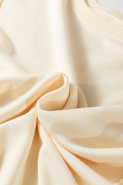 Beige Plus Size Floral Bow Pullover