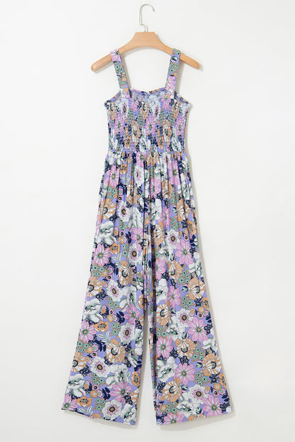 Purple Floral Print Jumpsuit