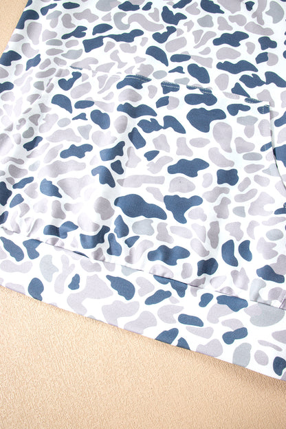 Camouflage Print Quarter Zip Sweatshirt