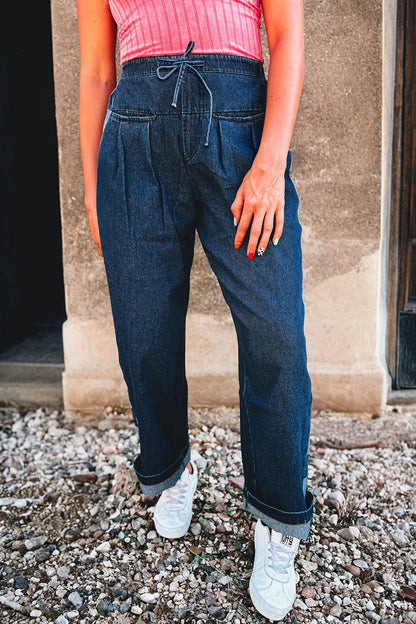 Blue Checkered Side Panel Pants