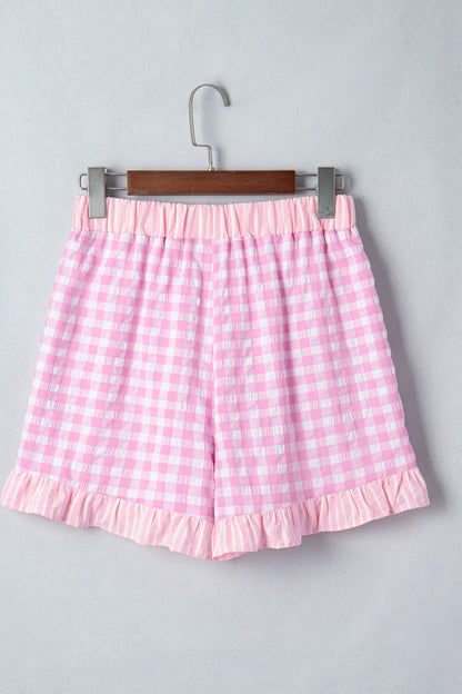 Pink Gingham Tie Shorts
