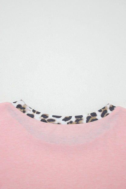 Pink Leopard Patchwork Sweatshirt
