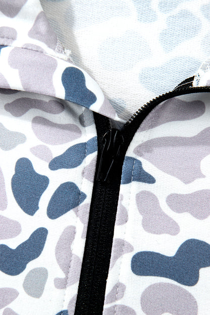 Camouflage Print Quarter Zip Sweatshirt