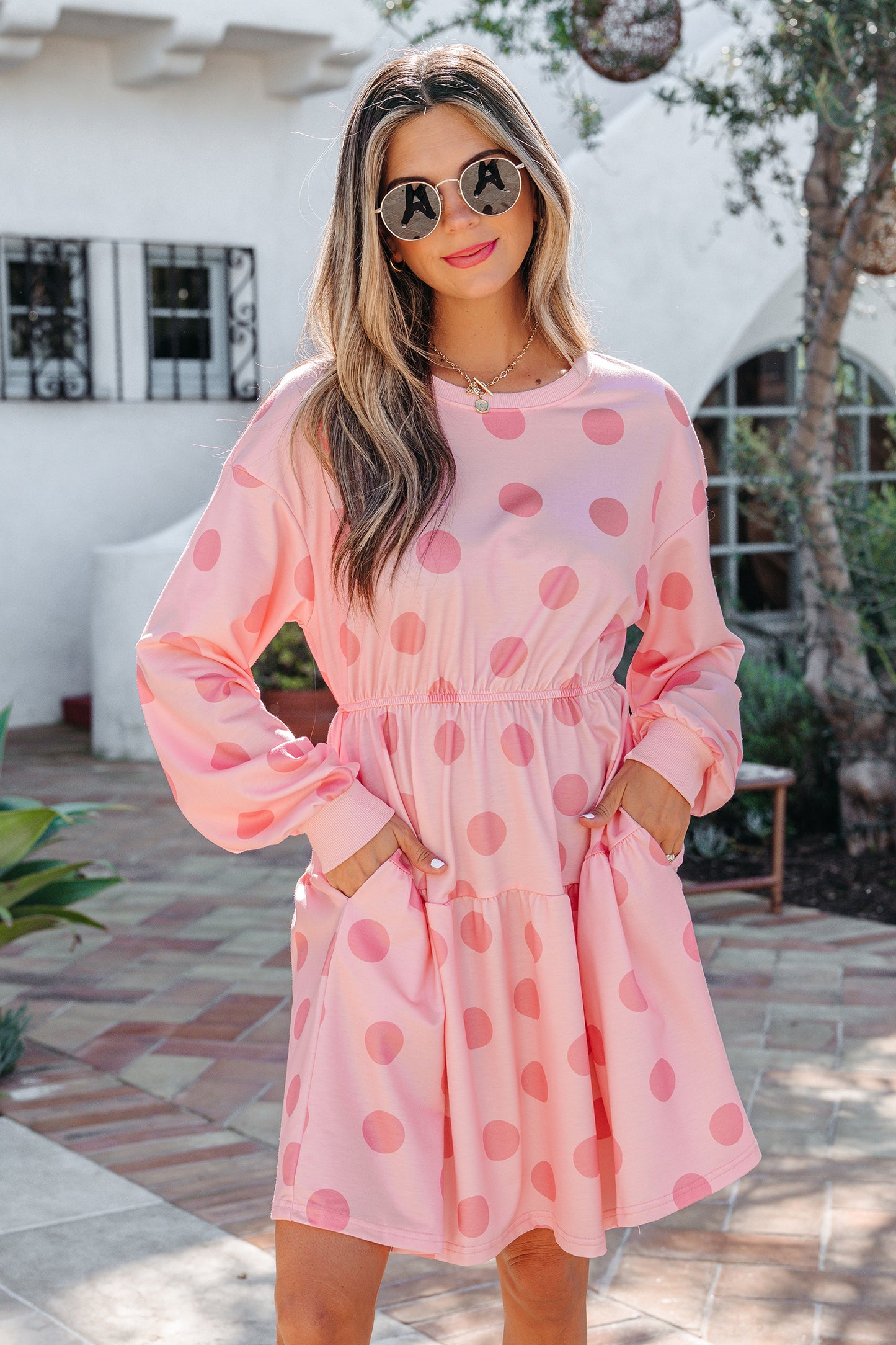 Pink Polka Dot Mini Dress