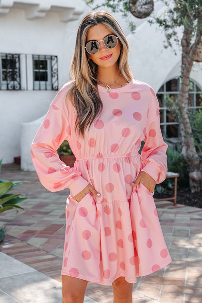 Pink Polka Dot Mini Dress