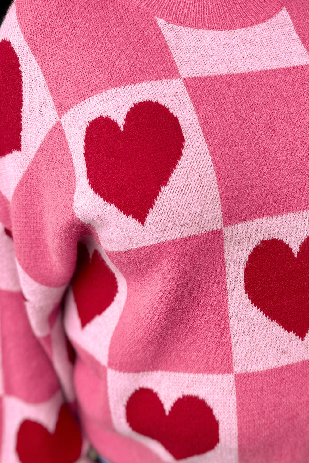 Love Heart Checkered Sweater