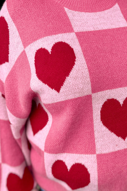 Love Heart Checkered Sweater