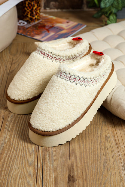 White Sherpa Plush Slippers