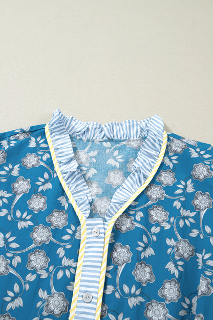 Blue Plus Size Floral Print Dress