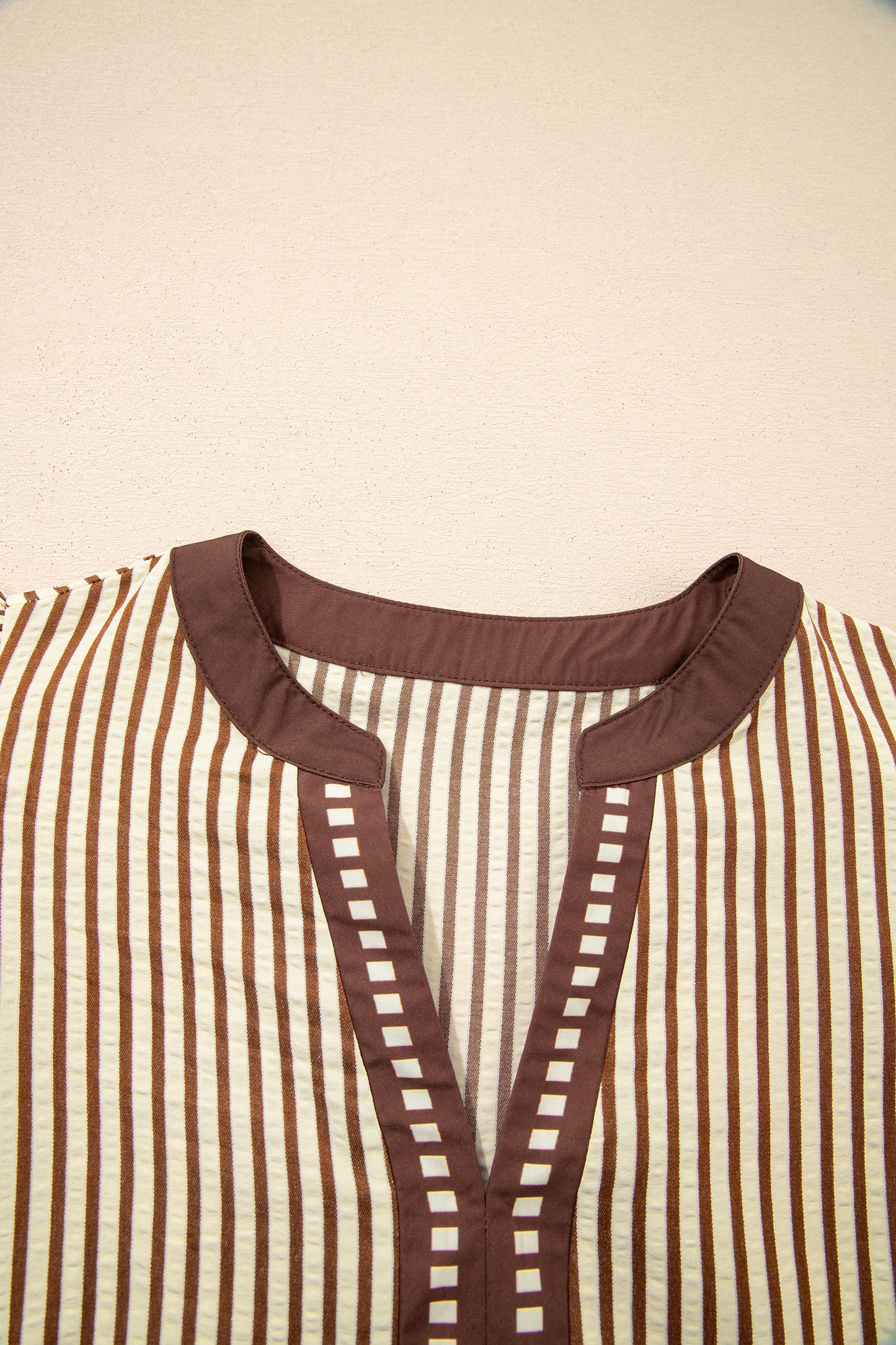 Brown Stripe Double Ruffled Midi Dress