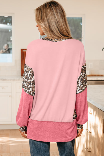 Pink Leopard Patchwork Sweatshirt