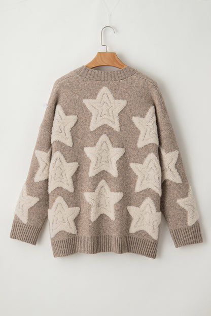 Khaki Sherpa Star Cardigan