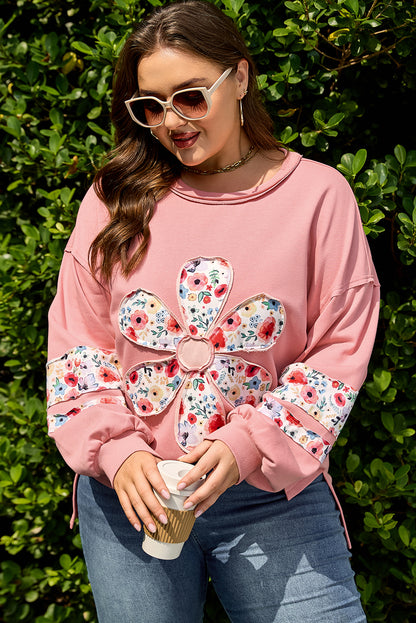 Peach Blossom Plus Size Floral Sweatshirt