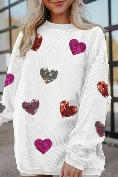 White Valentines Heart Sweatshirt