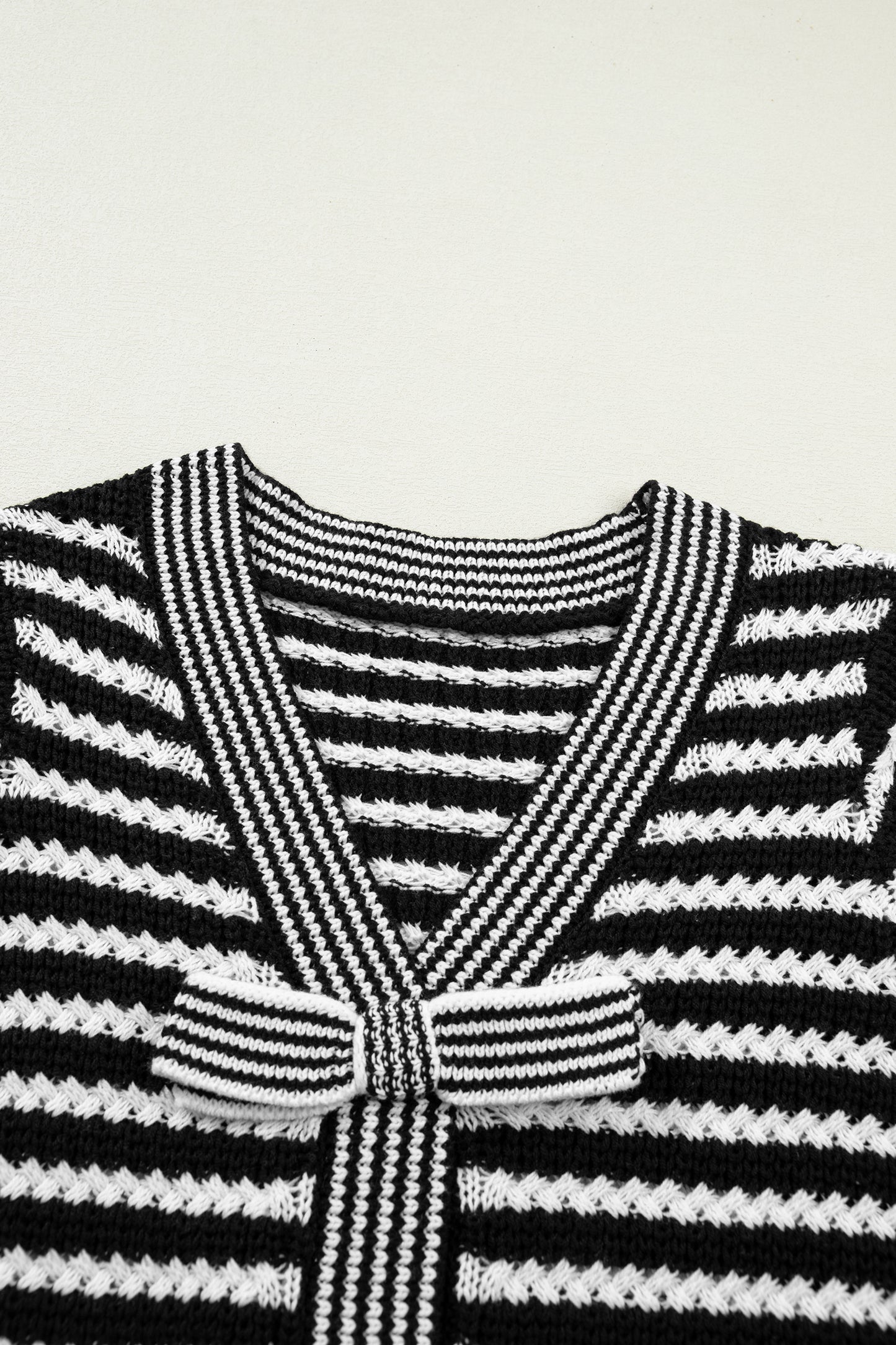 Black Stripe Bow Sweater