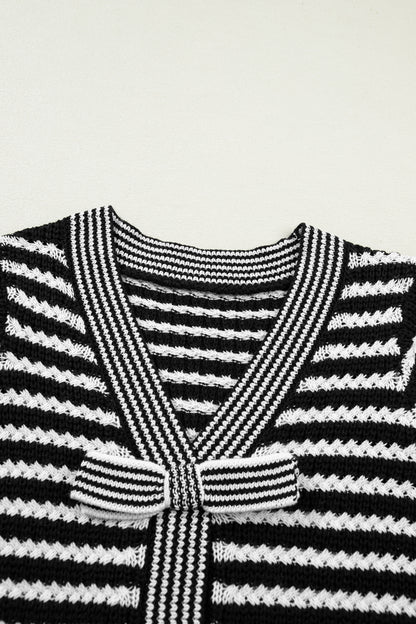 Black Stripe Bow Sweater
