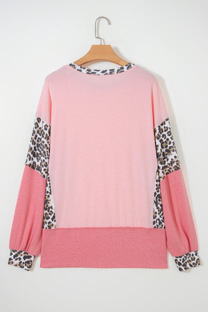 Pink Leopard Patchwork Sweatshirt