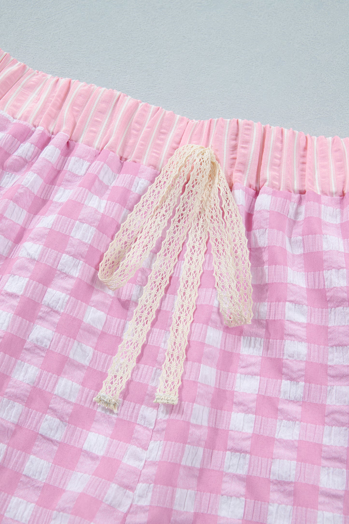 Pink Gingham Tie Shorts