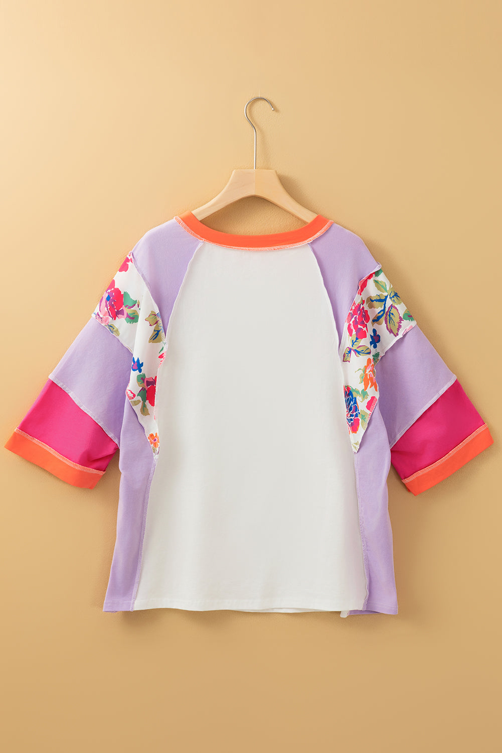 Pink Floral Color Block Shirt