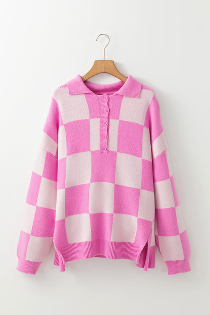 Pink Checkerboard Sweater