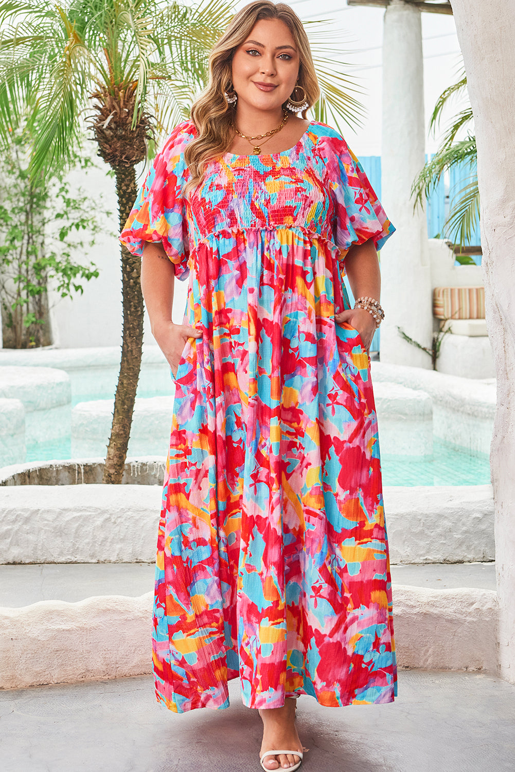Rose Abstract Plus Size Dress