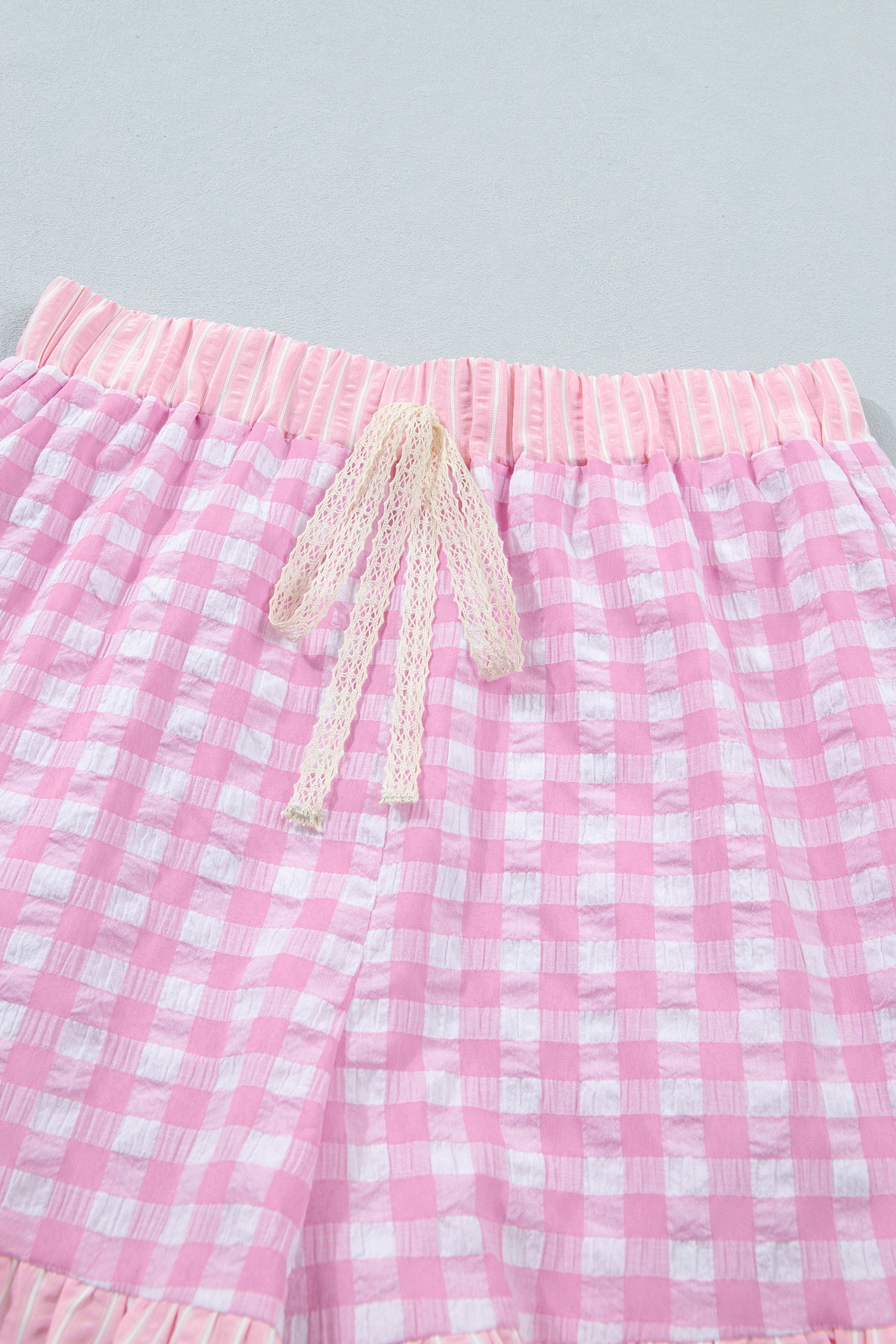 Pink Gingham Tie Shorts