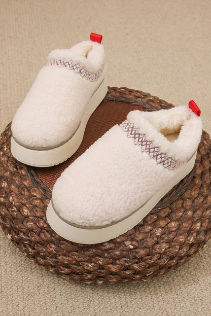 White Sherpa Plush Slippers