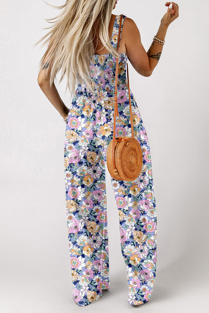 Purple Floral Print Jumpsuit