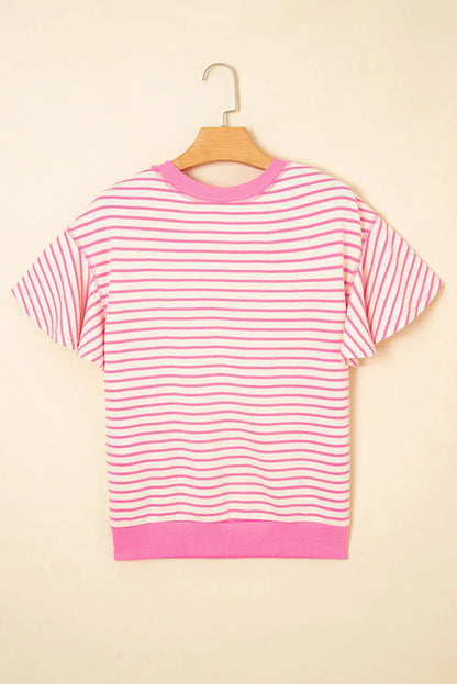 Baseball Pattern Striped Top