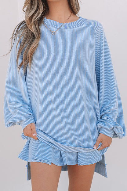 Sky Blue Corded Ruffled Set