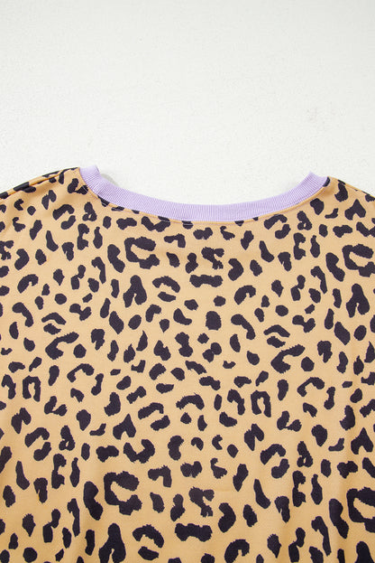 Purple Leopard Striped Plus Size Sweatshirt