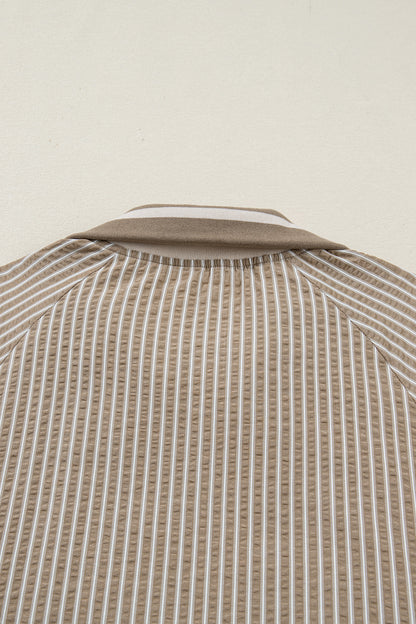 Khaki Stripe Plus Size Mini Dress