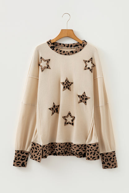 Leopard Star Patchwork Baggy Sweatshirt
