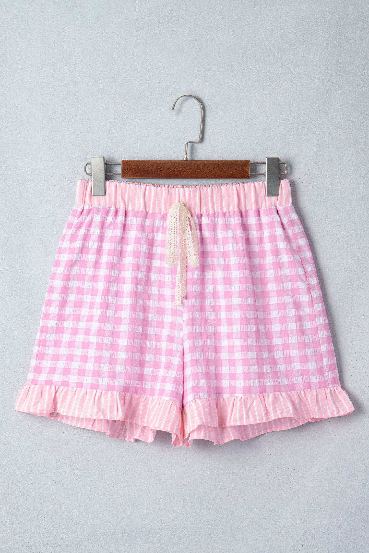 Pink Gingham Tie Shorts