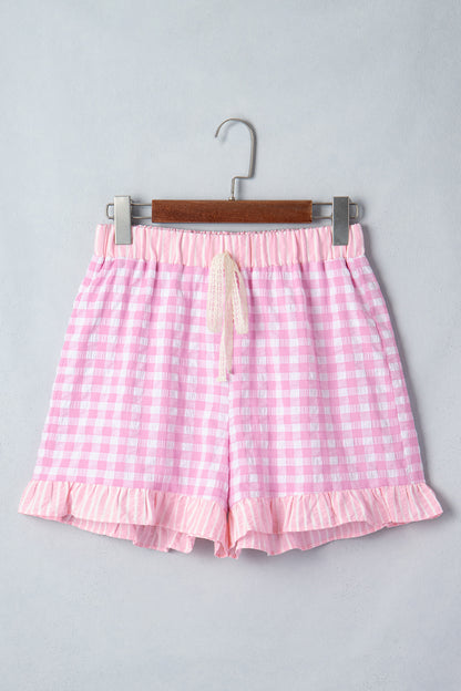 Pink Gingham Tie Shorts