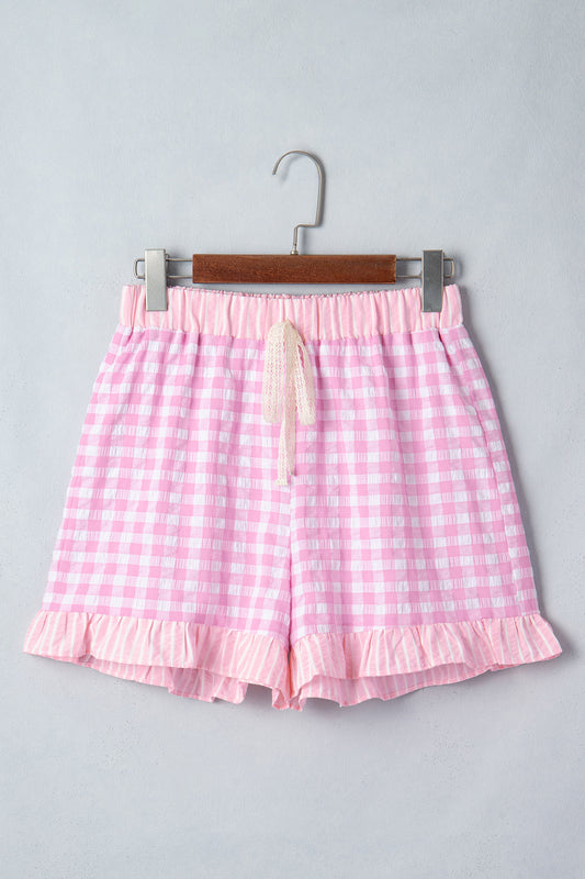 Pink Gingham Tie Shorts
