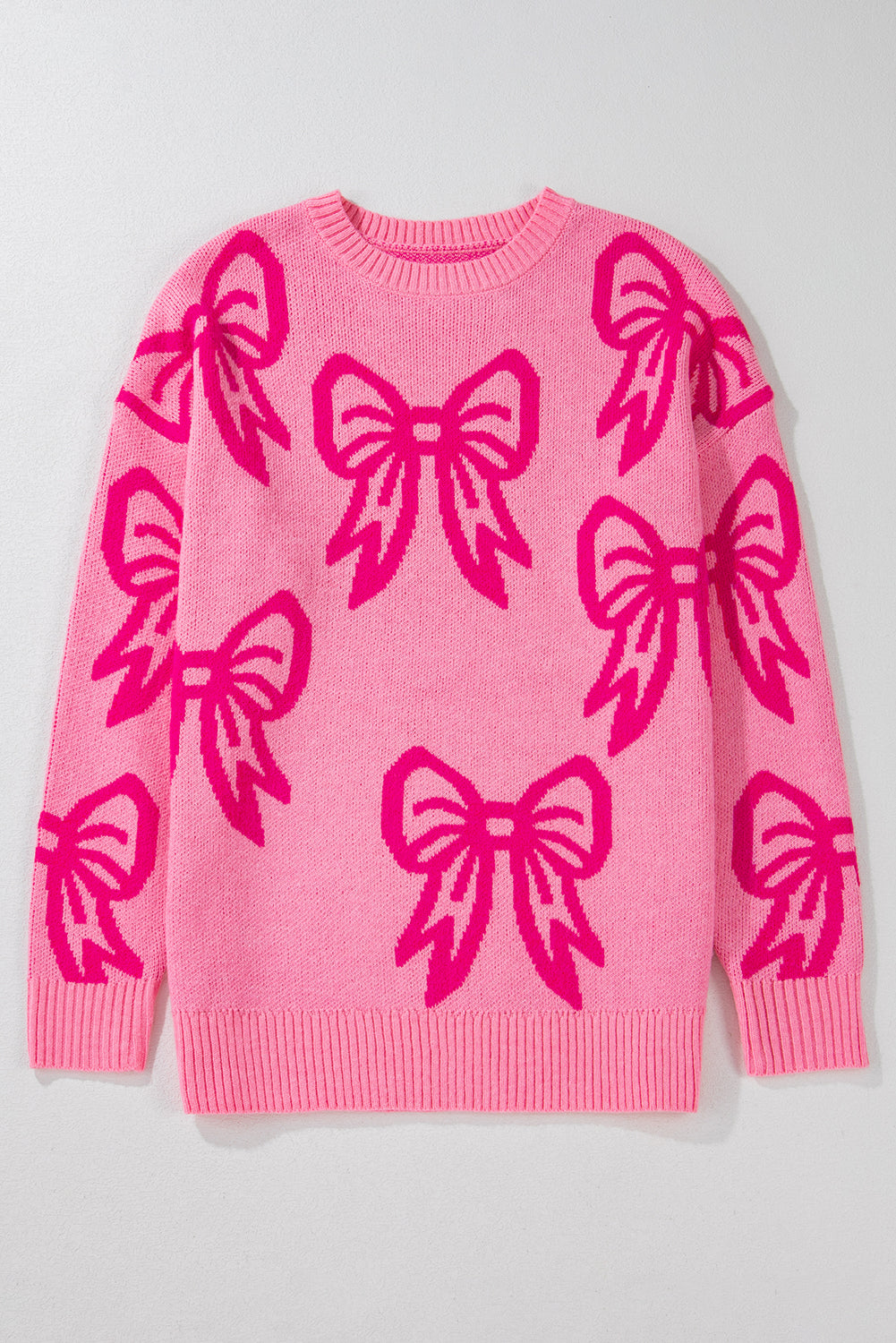 Pink Bow Pattern Sweater