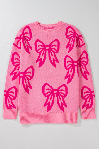 Pink Bow Pattern Sweater
